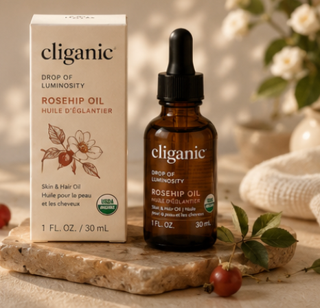 Cliganic Organic Rosehip Seed Oil — 100% Pure, Cold-Pressed (1 fl oz)
