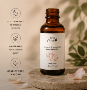 100% PURE Organic Rosehip Oil — Cold-Pressed Moisturizer (1 oz)